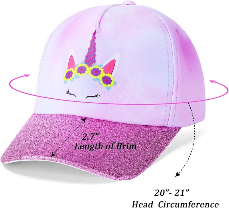 BROMZ Girls Glitter Baseball Cap Kids Ponytail Hat Adjustable Summer Mesh Trucker Hats for 4-12 Years - Image 4